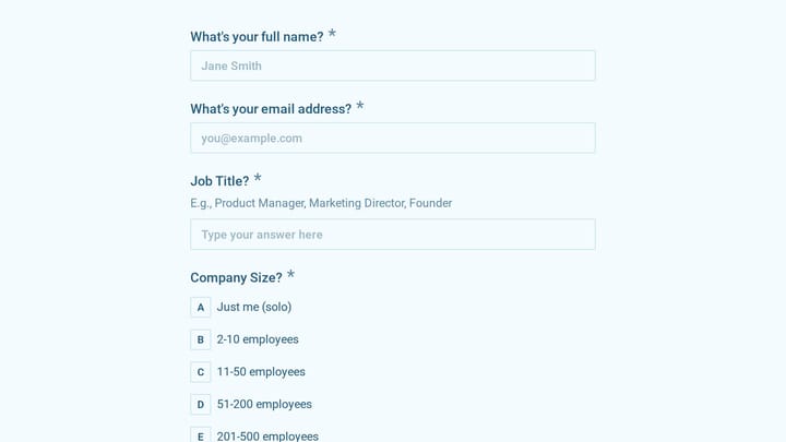 Beta Program User Persona Survey preview