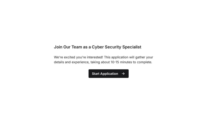 Cyber Security Specialist Job Application Form preview