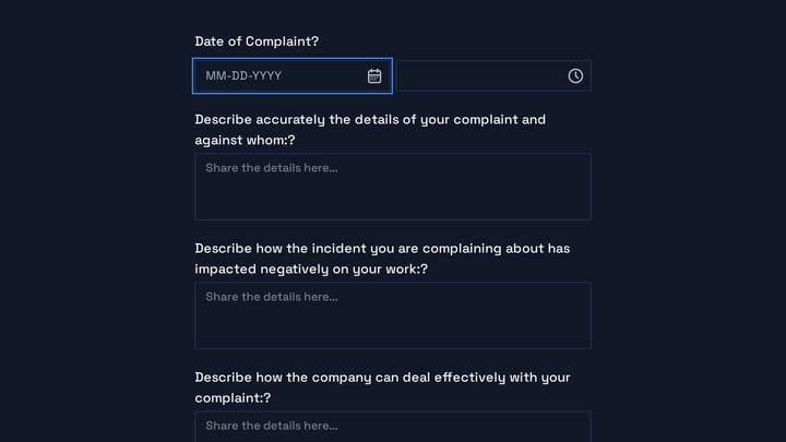 Employee Complaint Form preview