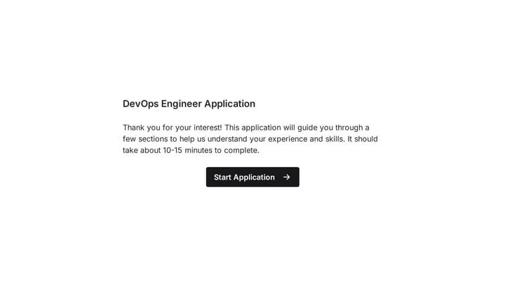 DevOps Engineer Job Application Form preview