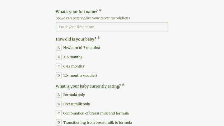 Baby Formula Recommendation Quiz preview