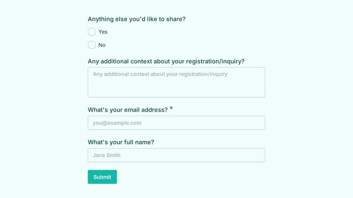 Online Registration Form preview