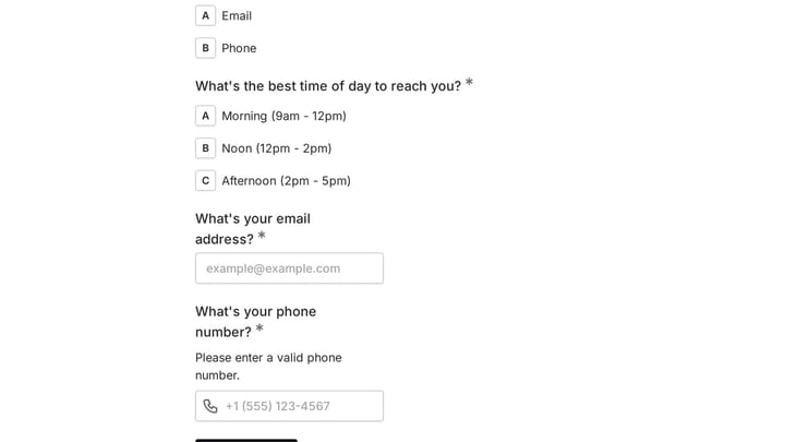 Appointment Form preview