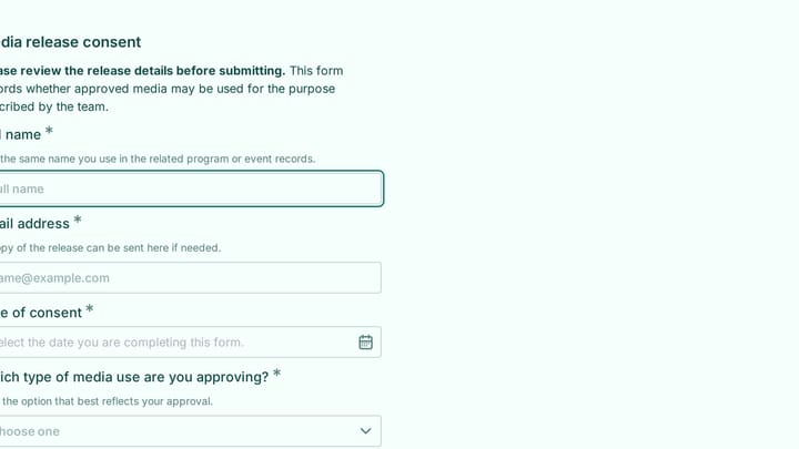 Media release consent form preview