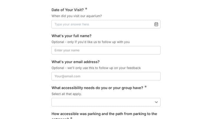 Aquarium Accessibility Feedback preview