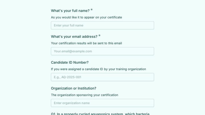 Aquaponics System Manager Certification Assessment preview