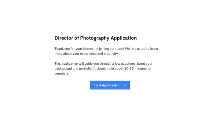 Director of Photography Job Application Form preview