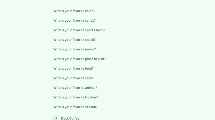 Employee Favorites Questionnaire Form preview