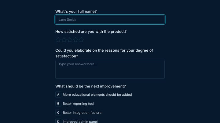 Beta Product Feedback Form preview