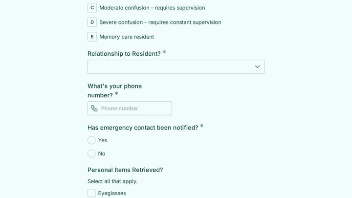 Evacuation Check-In Form preview