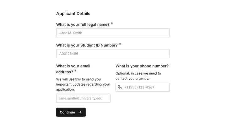 Graduation Application Form preview