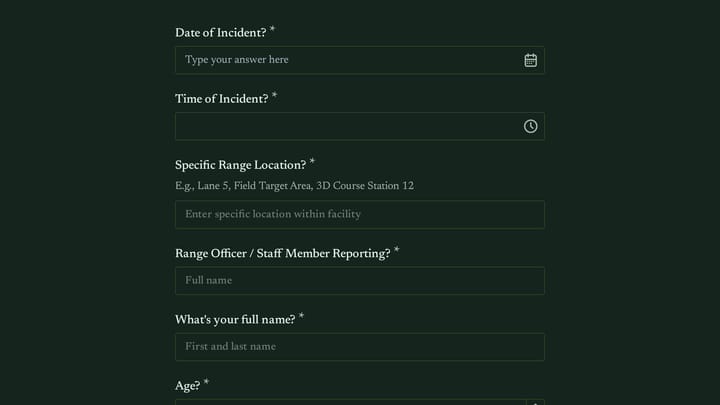 Archery Range Arrow Injury Incident Report preview