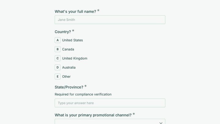 CBD & Hemp Affiliate Program Application preview