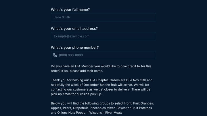 Fruit Sale Form preview