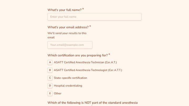 Anesthesia Technician Certification Practice Quiz preview