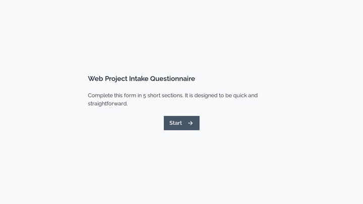 Web Project Intake Questionnaire preview