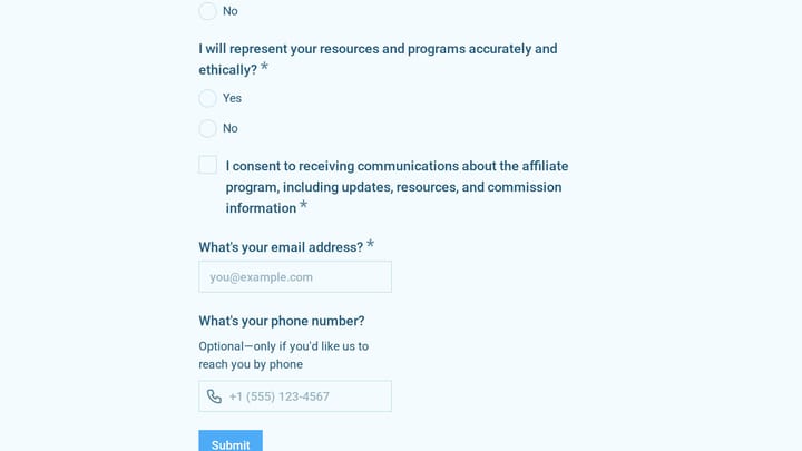 Demand Avoidance Support Affiliate Application preview