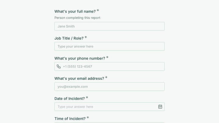 Patient Safety Incident Report preview
