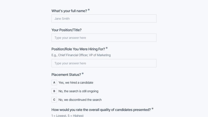 Executive Search Client Satisfaction Survey preview
