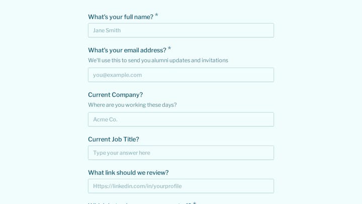 Beta Alumni Network Registration preview