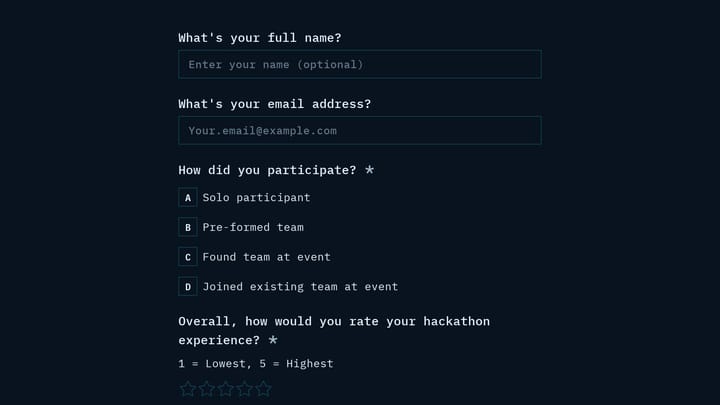 Hackathon Participant Experience Survey preview