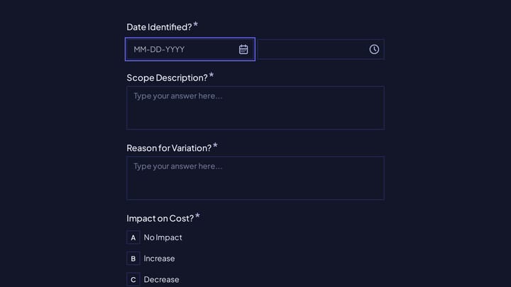 Construction Variation Checklist Form preview