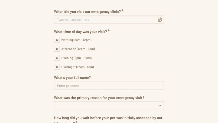 Emergency Veterinary Clinic Satisfaction Survey preview