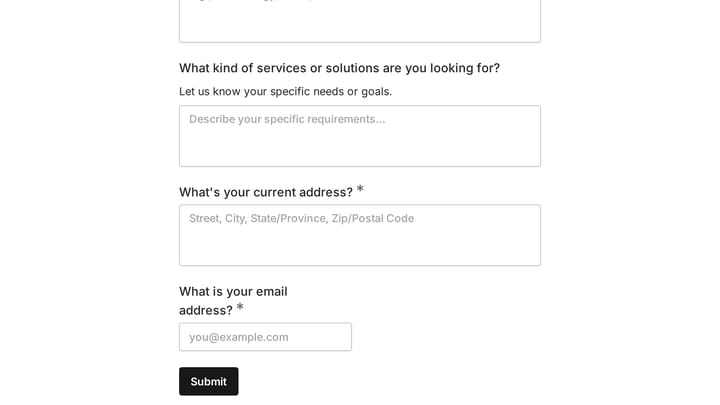 customer profile form preview