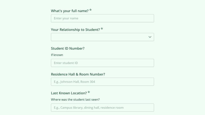 Missing Student Welfare Check Request preview