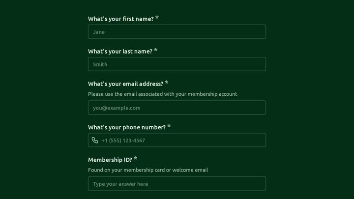 Membership Pause Request preview