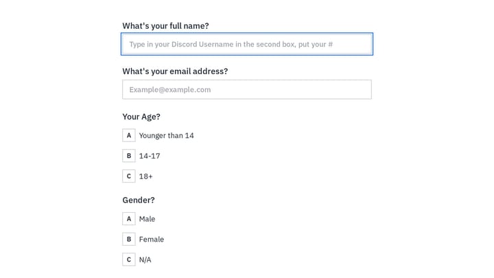 Discord Staff Application Form preview