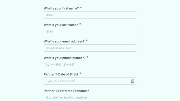 Couples Therapy Intake Form preview