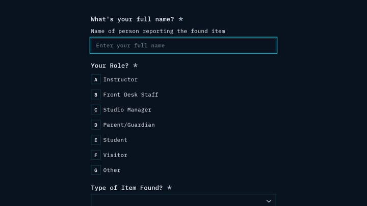 Found Item Report preview