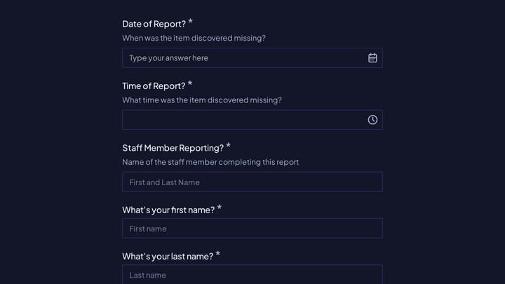 Lost Property Report preview