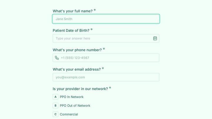 Insurance Verification Form preview