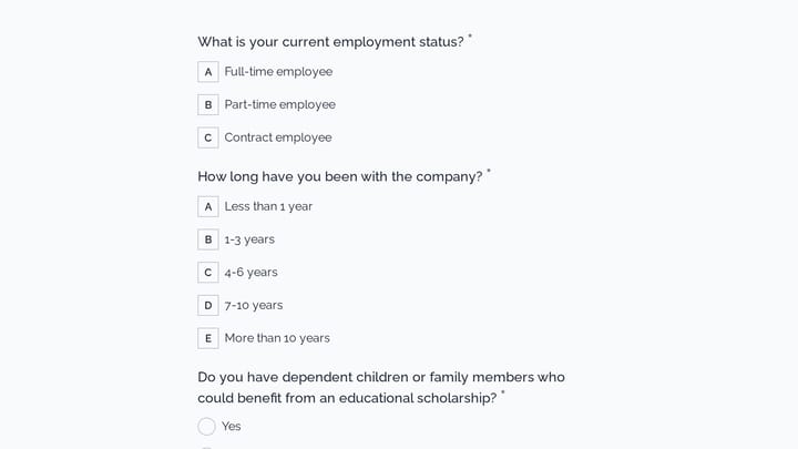 Employee Scholarship Program for Dependents Survey preview