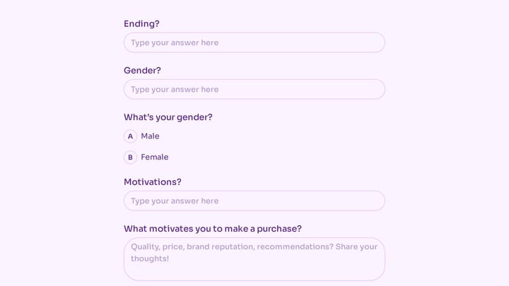 User Persona Questionnaire preview