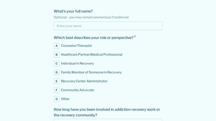 Addiction Recovery Center Stakeholder Interview preview