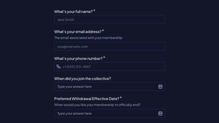 Bike Bus Collective Membership Withdrawal preview