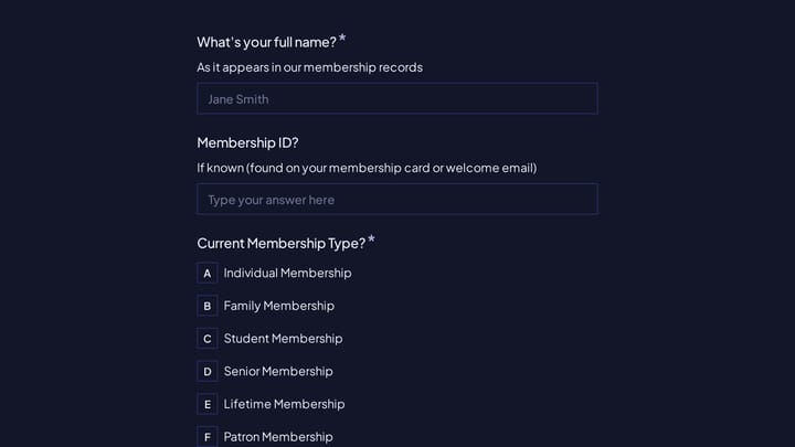 Membership Pause Request preview
