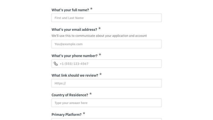 Financial Services Affiliate Application preview