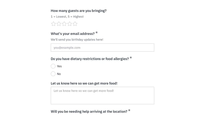 RSVP Form preview