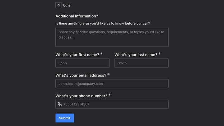 Request a Sales Callback preview
