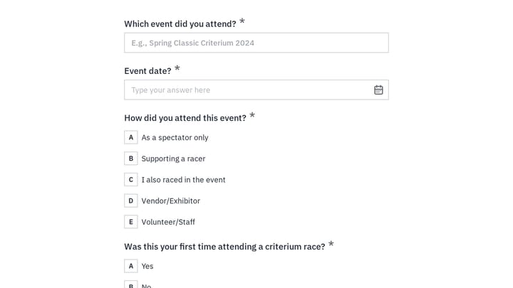 Criterium Race Spectator Feedback preview