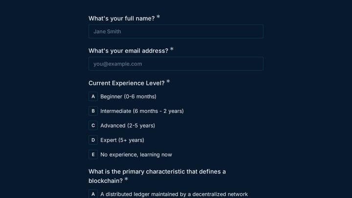 Blockchain Developer Fundamentals Quiz preview