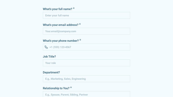 Corporate Event Emergency Contact Form preview