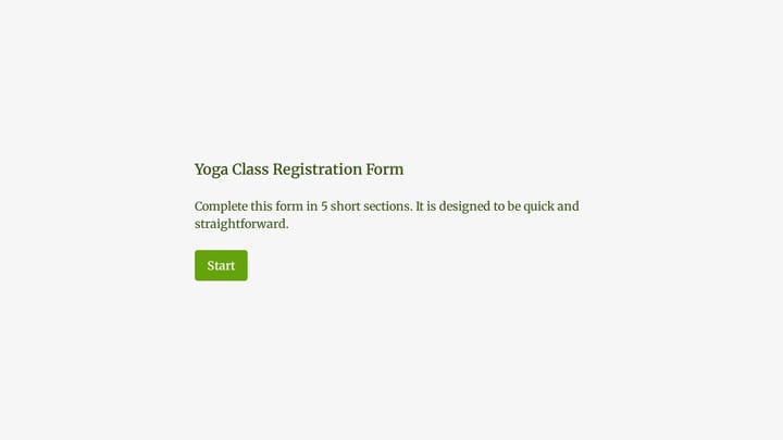 Yoga Class Registration Form preview
