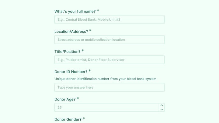 Blood Donation Adverse Reaction Emergency Form preview