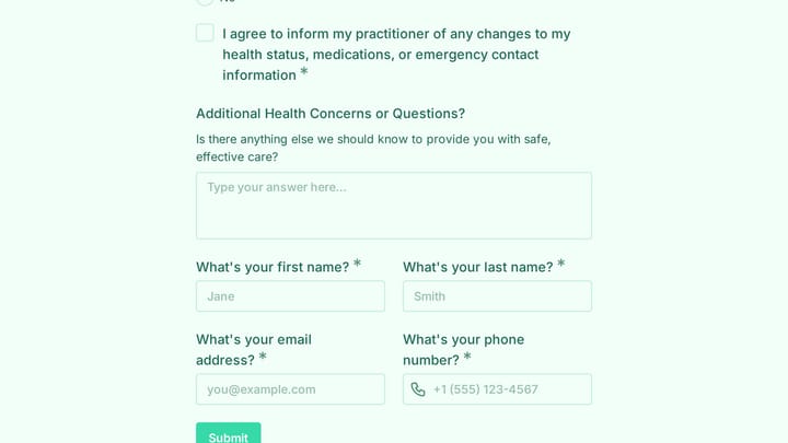Emergency Contact & Health Information Form preview