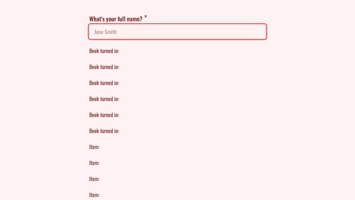 High School Student Check-in Form preview